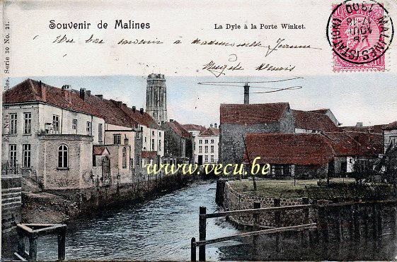 postkaart van Mechelen Dijle vanop de Winketbrug