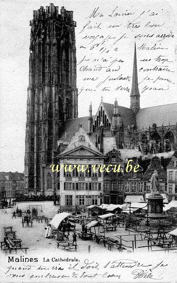 postkaart van Mechelen  Sint-Romboutskathedraal
