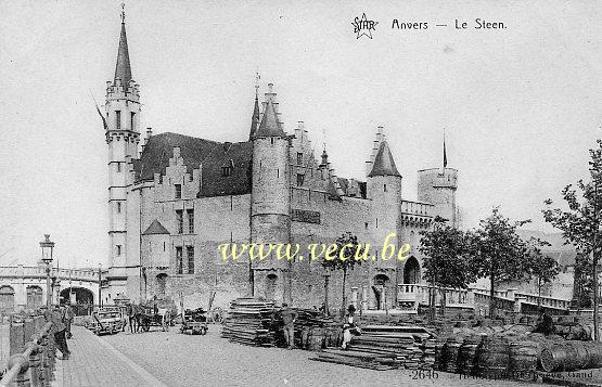 ancienne carte postale de Anvers Le Steen