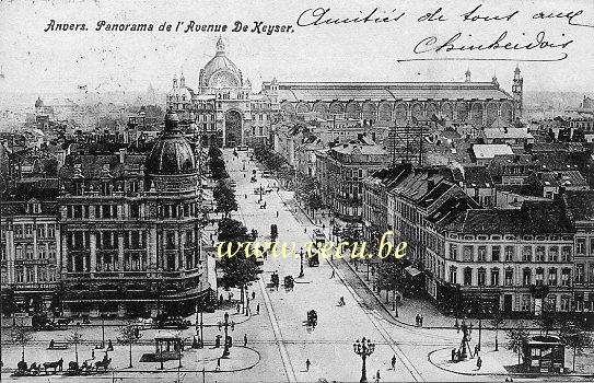 ancienne carte postale de Anvers Panorama de l'Avenue De Keyser