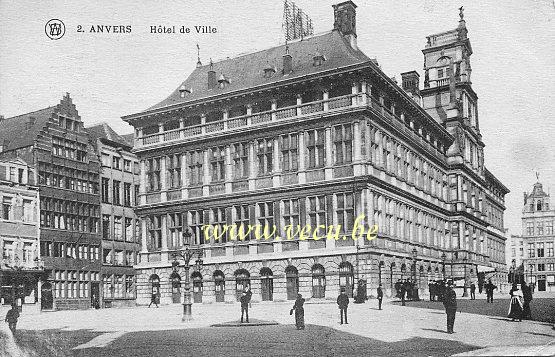 ancienne carte postale de Anvers Hôtel de Ville et Grand'Place
