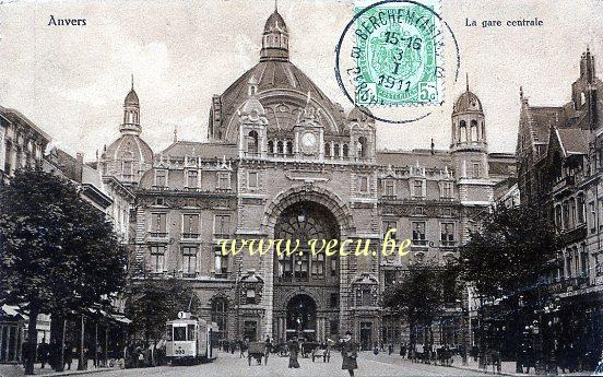 ancienne carte postale de Anvers La Gare Centrale