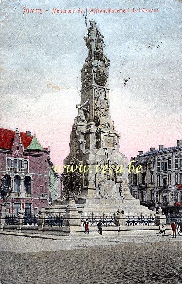 ancienne carte postale de Anvers Monument de L'Affranchissement de l'Escaut