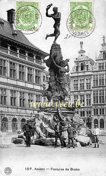 ancienne carte postale de Anvers Fontaine de Brabo