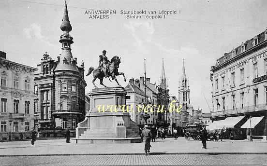 ancienne carte postale de Anvers Statue de Léopold I