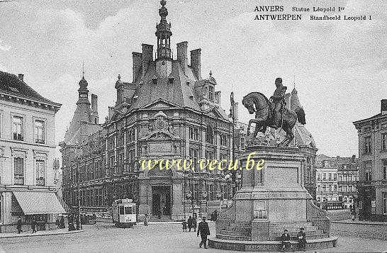 ancienne carte postale de Anvers Statue de Léopold I