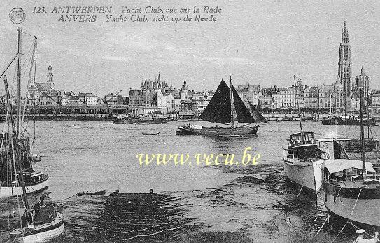 ancienne carte postale de Anvers Yacht Club, vue sur la Rade
