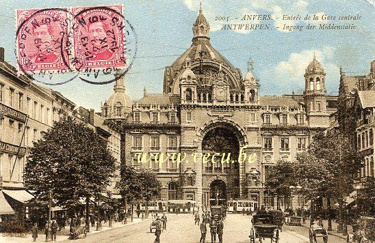 ancienne carte postale de Anvers Entrée de la Gare Centrale
