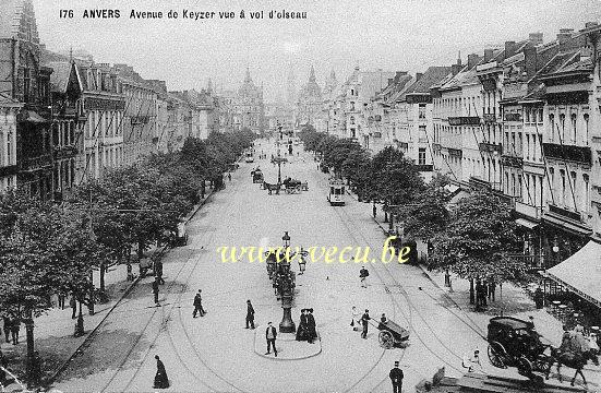 ancienne carte postale de Anvers Avenue De Keyser vue à vol d'oiseau