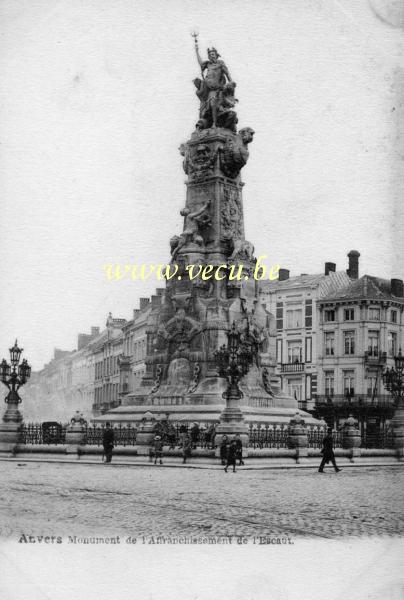 ancienne carte postale de Anvers Monument de l'affranchissement de l'EScaut