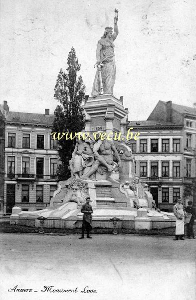 ancienne carte postale de Anvers Monument Loos