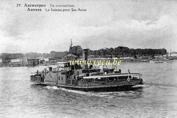 ancienne carte postale de Anvers Le bateau pour Ste-Anne