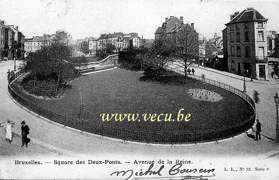 postkaart van Brussel Koninginnelaan en Tweebruggensquare