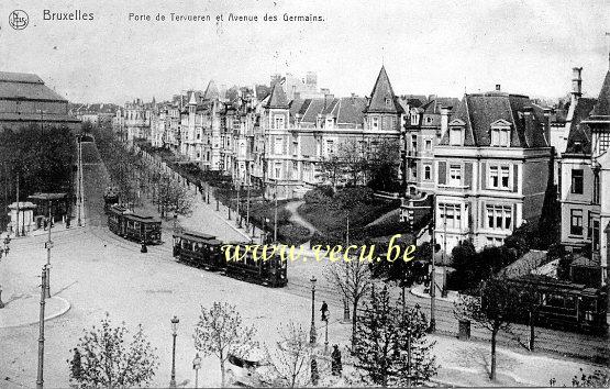 ancienne carte postale de Etterbeek Porte de Tervueren et avenue des Germains