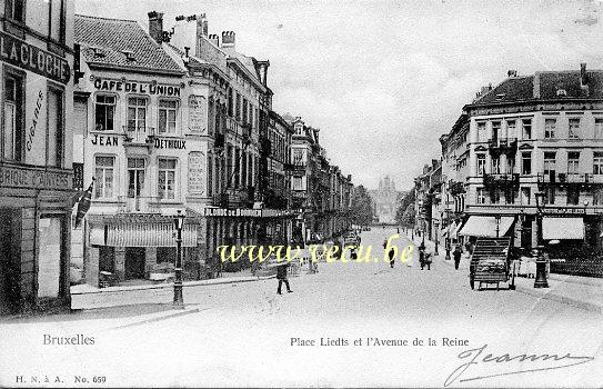 ancienne carte postale de Schaerbeek Place Liedts et l'Avenue de la Reine