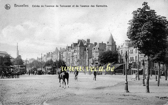 ancienne carte postale de Etterbeek Entrée de l'avenue de Tervueren et de l'avenue des Germains