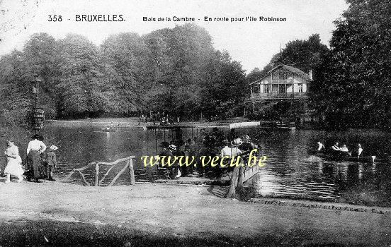ancienne carte postale de Bruxelles Bois de la Cambre - En route pour l'île Robinson