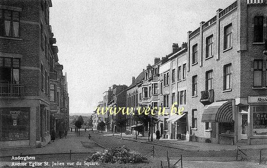 ancienne carte postale de Auderghem Avenue de l'Eglise St Julien vue du Square