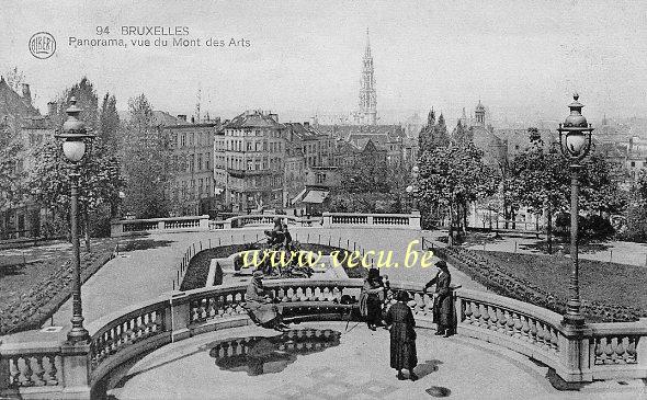 ancienne carte postale de Bruxelles Panorama, vue du Mont des Arts