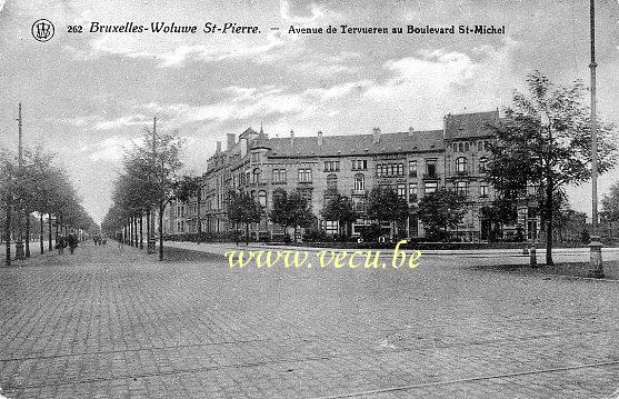 ancienne carte postale de Woluwe-St-Pierre Avenue de Tervueren au boulevard St-Michel