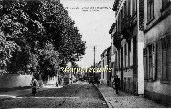 ancienne carte postale de Uccle Chaussée d'Alsemberg vers le Globe