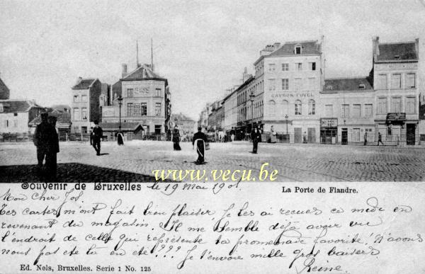 ancienne carte postale de Molenbeek La porte de Flandres