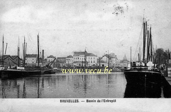 ancienne carte postale de Bruxelles Bassin de l'entrepôt