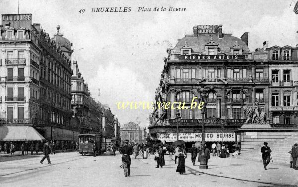 ancienne carte postale de Bruxelles Place de la Bourse