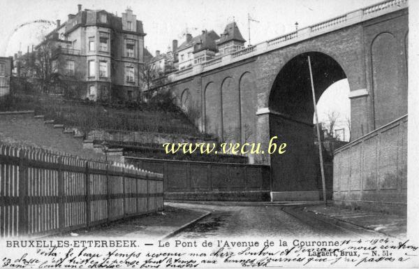 ancienne carte postale de Etterbeek Le pont de l'avenue de la Couronne