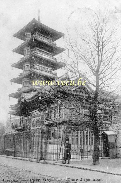 ancienne carte postale de Laeken Parc Royal - Tour Japonaise