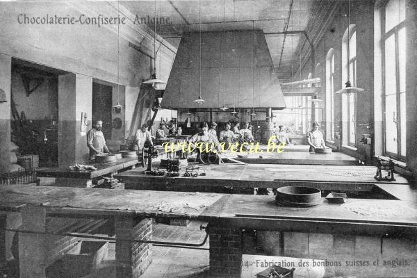 ancienne carte postale de Ixelles Chocolaterie-Confiserie Antoine   Fabrication des bonbons suisses et anglais