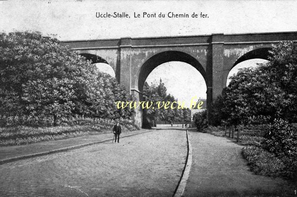 ancienne carte postale de Uccle Le pont du chemin de fer