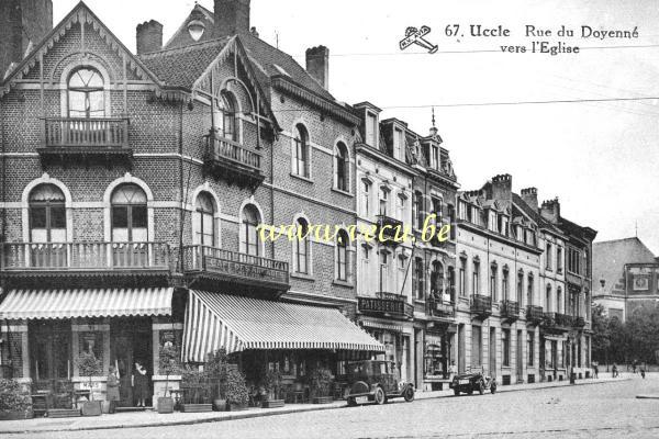 ancienne carte postale de Uccle Rue du Doyenné vers l' Eglise