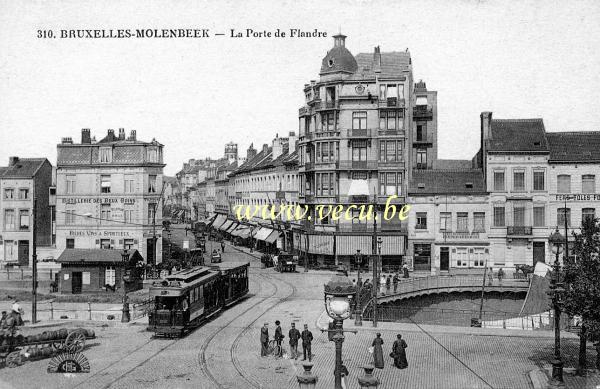 ancienne carte postale de Molenbeek La Porte de Flandre