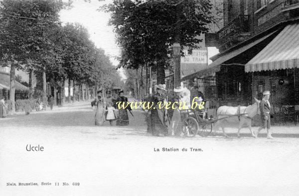 ancienne carte postale de Uccle La station du Tram