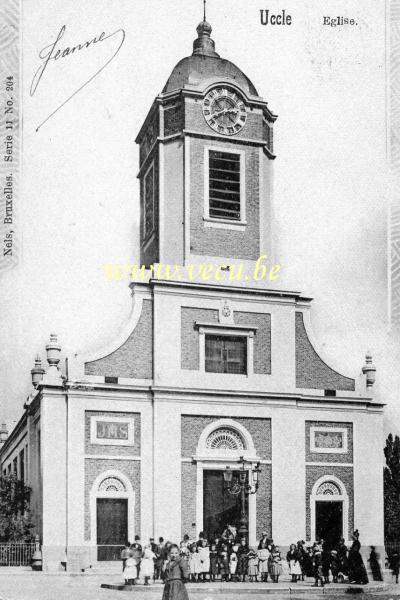 ancienne carte postale de Uccle Eglise  (Eglise St Pierre - Parvis St Pierre)