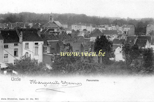 ancienne carte postale de Uccle Panorama (avec vue vers l'église St Pierre)