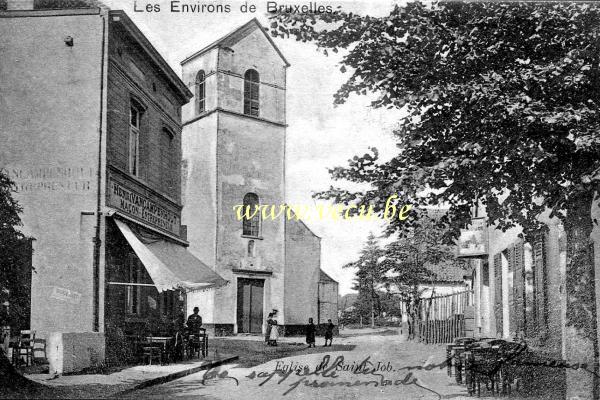 ancienne carte postale de Uccle Eglise de St Job (démolie et remplacée en 1911)