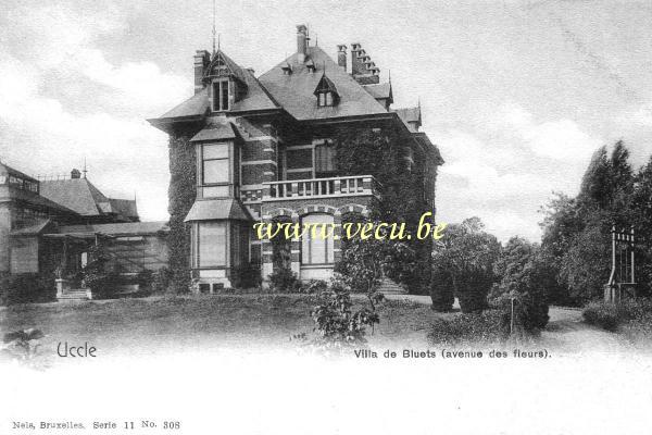 ancienne carte postale de Uccle Villa de Bluets - avenue des Fleurs ( actuelle av. Floréal)