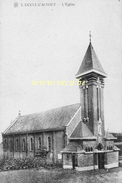 ancienne carte postale de Uccle Calevoet - L'Eglise