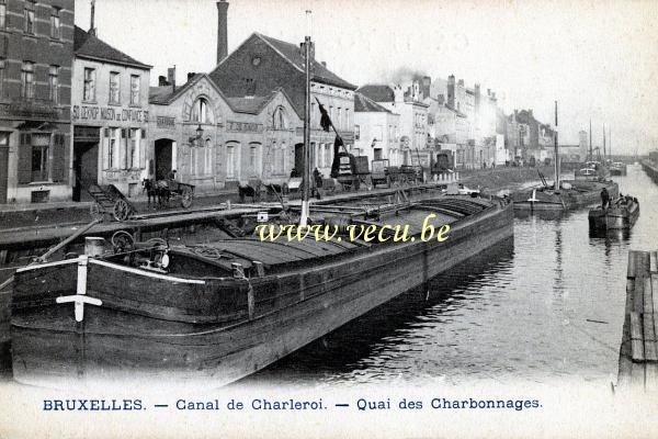 ancienne carte postale de Bruxelles Canal de Charleroi - Quai des Charbonnages