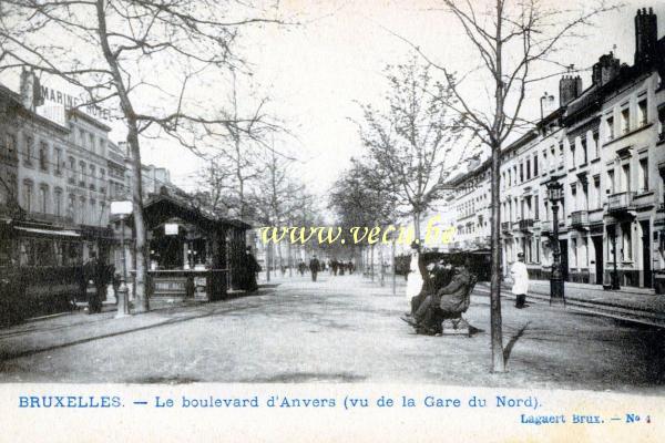 ancienne carte postale de Bruxelles Le boulevard d'Anvers (vu de la Gare du Nord)
