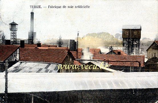 ancienne carte postale de Tubize Fabrique de soie artificielle