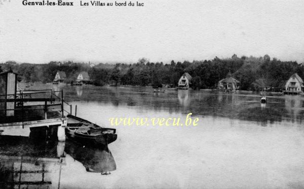 ancienne carte postale de Genval Les villas au bord du lac