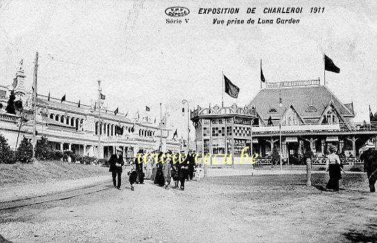 ancienne carte postale de Charleroi Exposition de Charleroi 1911 - Vue prise de Luna Garden
