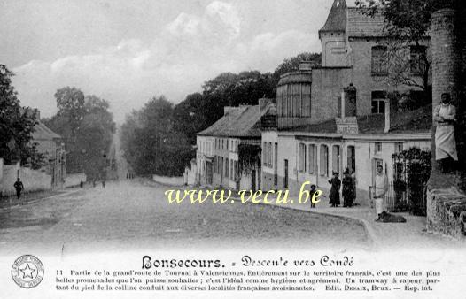 ancienne carte postale de Bonsecours Descente vers Condé.