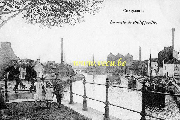 ancienne carte postale de Charleroi La route de Philippeville