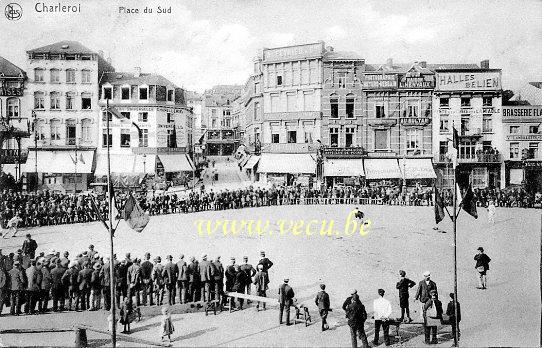 ancienne carte postale de Charleroi Place du Sud