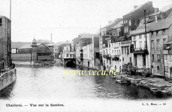 ancienne carte postale de Charleroi Vue sur la Sambre