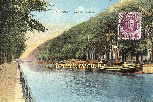 ancienne carte postale de Charleroi Vue sur le canal